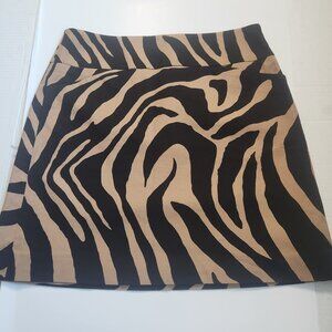 LOFT Zebra Print Mini Skirt Size 0 Lined Pockets Animal Print
